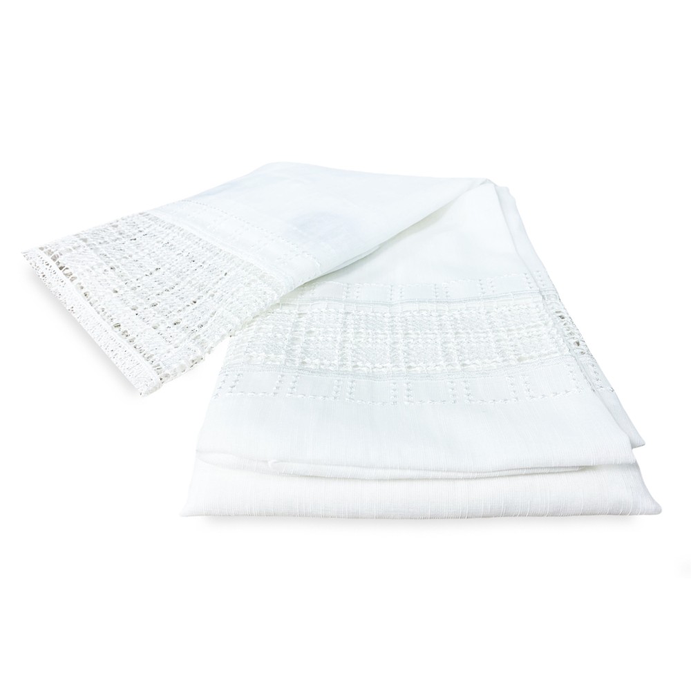 PAIR OF EGYPT glass curtain with white macramé LACE