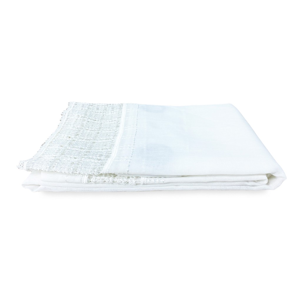 Cortina de cristal PAR DE EGIPTO con encaje de macramé blanco