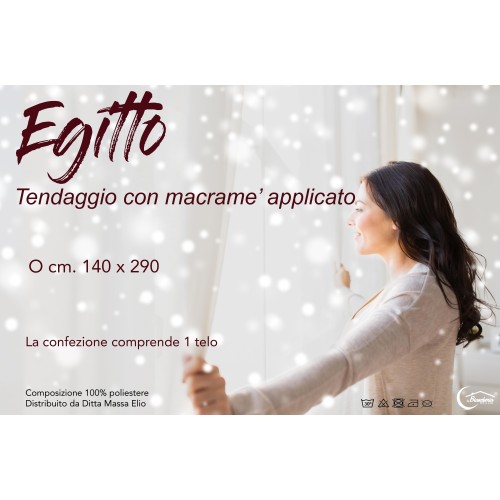 COPPIA tendina a vetro EGITTO con PIZZO macramè bianco