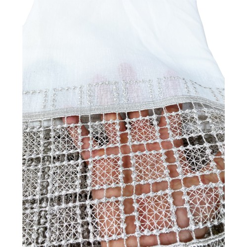 PAAR ÄGYPTEN Glasvorhang mit grauer Makramee-Spitze