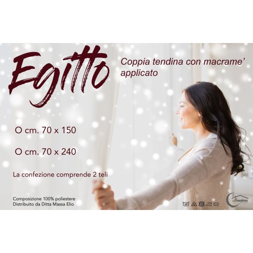 COPPIA tendina a vetro EGITTO con PIZZO macramè grigio