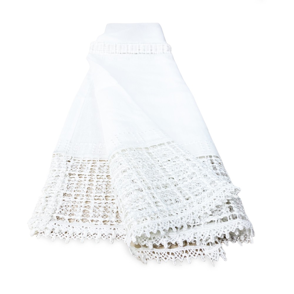 CURTAIN EGITTO Vorhang mit weißer Makramee-Spitze cm. 140x290 mm