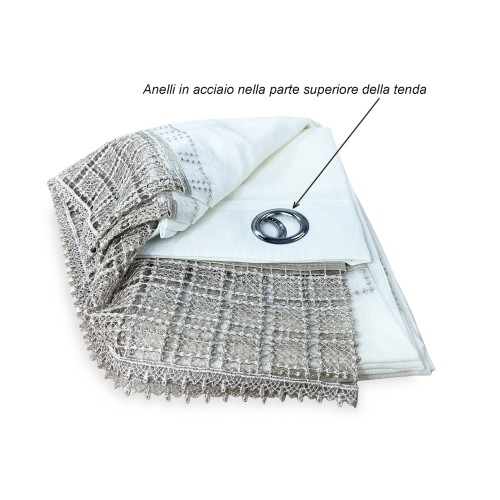 Cortina EGYPT con macramé gris LACE cm. 140x290 milímetros