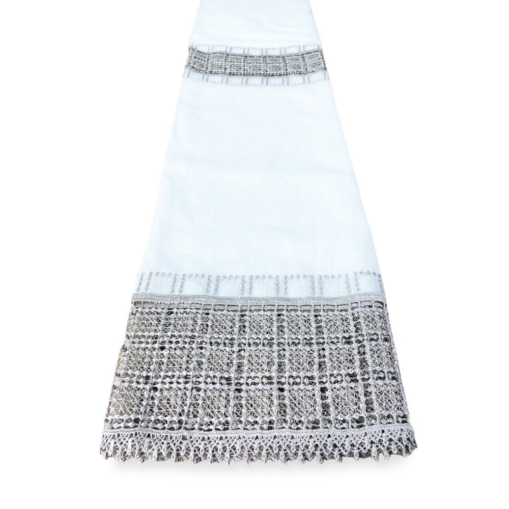 EGYPT Vorhang mit grauem Makramee LACE cm. 140x290 mm