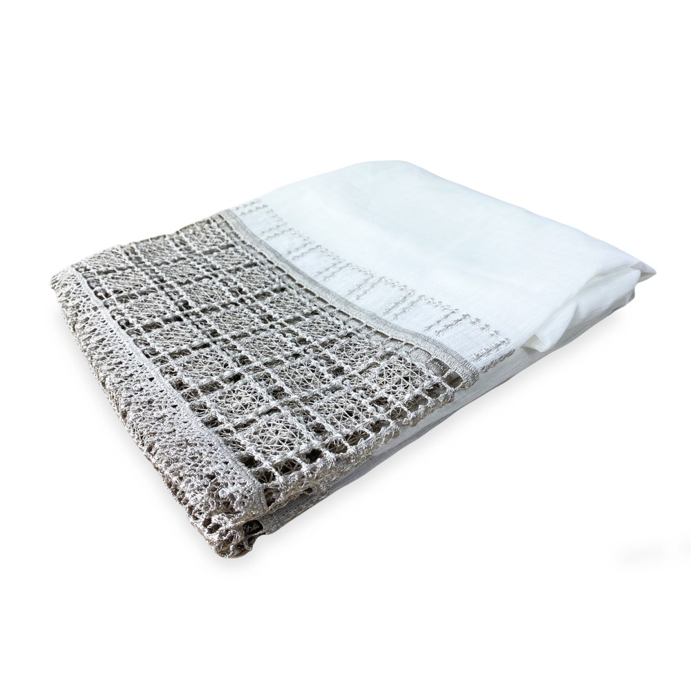 TENDA tendaggio EGITTO con PIZZO macramè grigio cm. 140x290