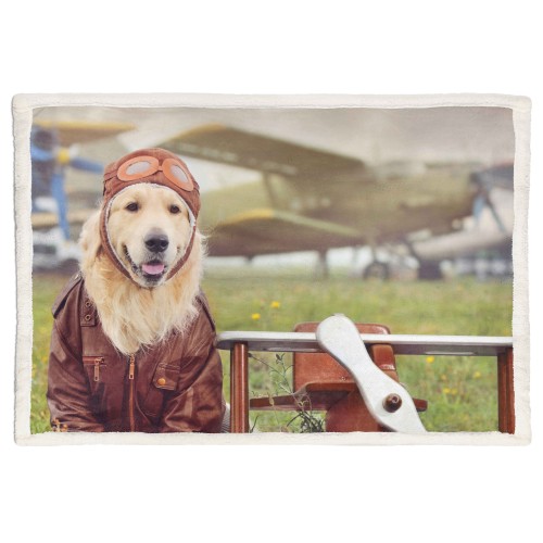 COUVERTURE PLAID EN PILE SHERPA fantaisie HD CHIEN labrador AVIATEUR
