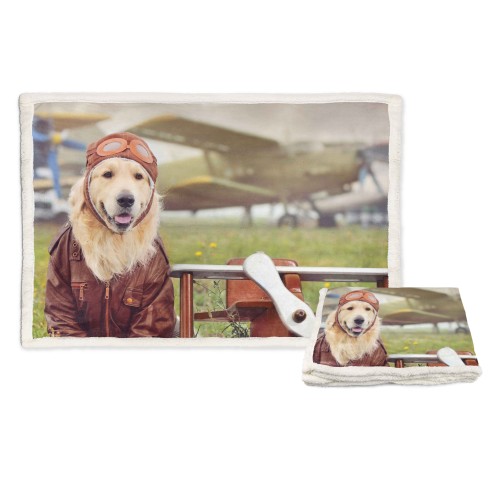 PLAID FLEECE blanket Sherpa fantasy HD dog labrador aviator