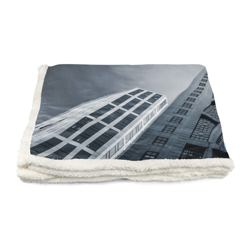 PLAID BLANKET IN PILE SHERPA fantasy HD AIRPLANE gratte-ciel