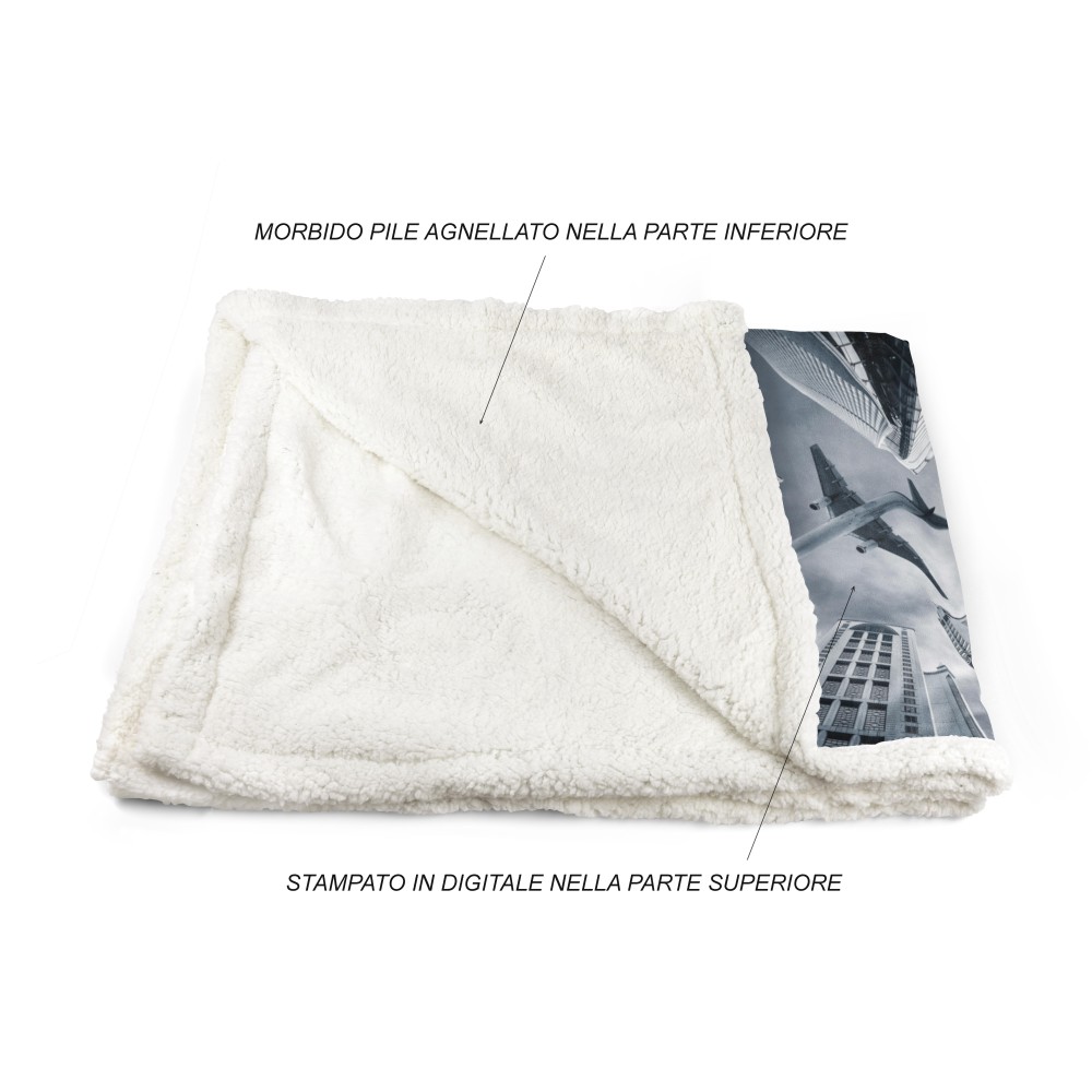 PLAID Blanket Fleece Sherpa Fantasy HD Aerial Skyscrapers