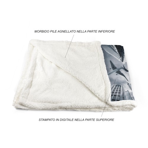 PLAID BLANKET IN PILE SHERPA fantasy HD AIRPLANE gratte-ciel