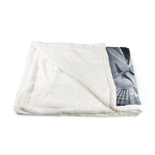 PLAID Blanket Fleece Sherpa Fantasy HD Aerial Wolkenkratzer