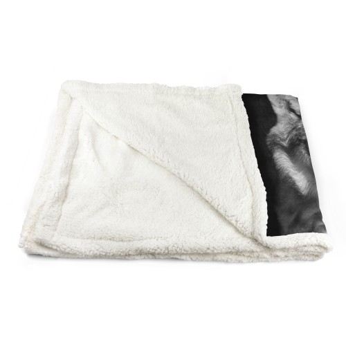 COUVERTURE À CARREAUX EN PILE SHERPA fantaisie HD WOLF blanc