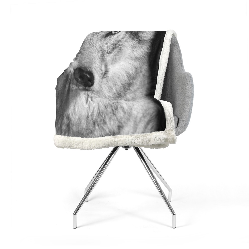 Manta PLAID FLEECE sherpa fantasy HD WOLF blanco