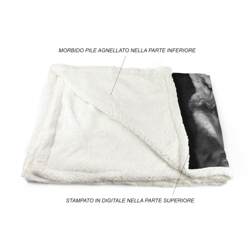 COUVERTURE À CARREAUX EN PILE SHERPA fantaisie HD WOLF blanc