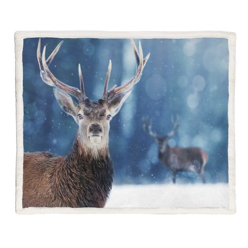 COUVERTURE À CARREAUX EN PILE SHERPA fantaisie HD DEER