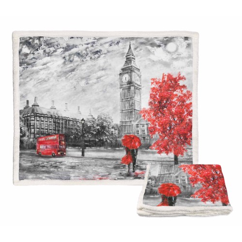 PLAID Fleece Blanket Sherpa Fantasy HD Painted London