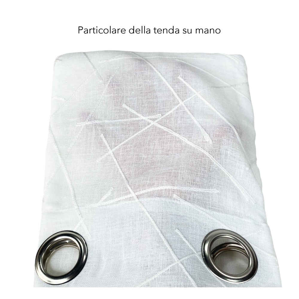 GIUSY contemporary curtain in solid color WHITE cm. 140X280 Packaged