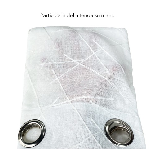 GIUSY contemporary curtain in solid color WHITE cm. 140X280 Packaged