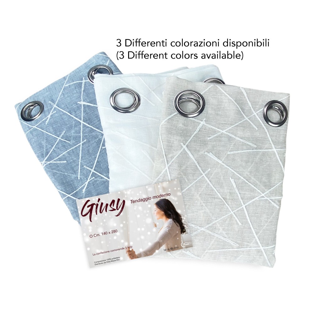 GIUSY TENTE moderne en couleur unie BLANC cm. 140X280 emballé