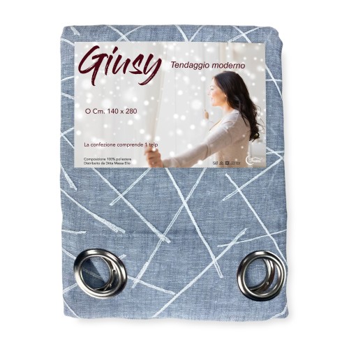 GIUSY zeitgenössischer Vorhang in der Unifarbe GREY cm. 140X280 verpackt