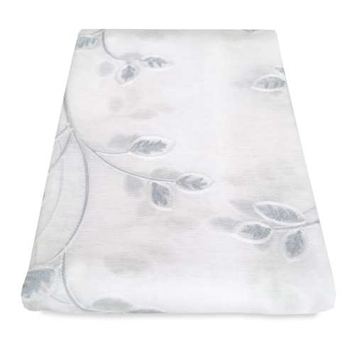 PAR DE CORTINAS DE CRISTAL DE HOJAS BORDADAS GRISES