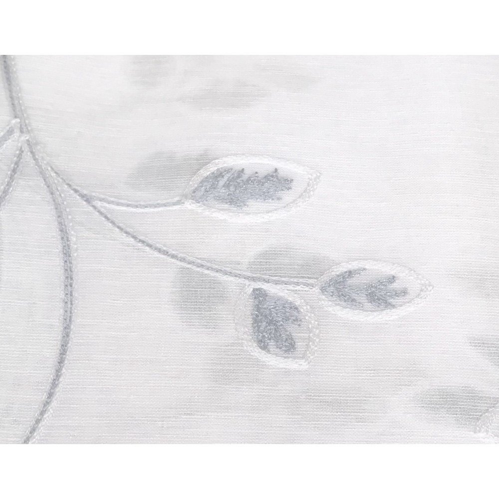 COPPIA tendina VETRO LEAF ricamata GRIGIO