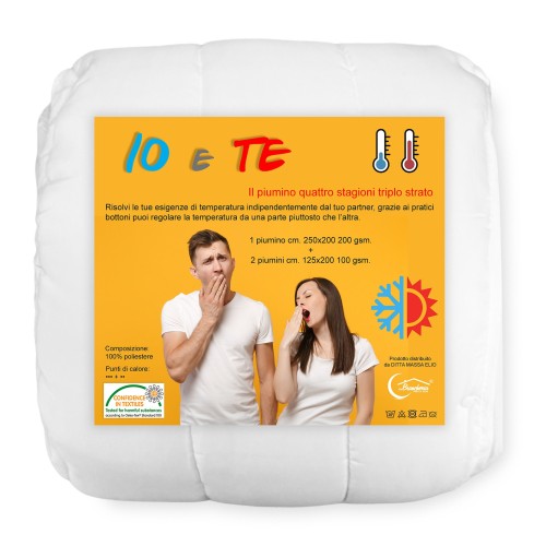 DOUDOUNE en microfibre souple 4 SEASONS ME and YOU © idéal pour LUI et HER triple double couche DEUX CARRÉS cm. 250x200