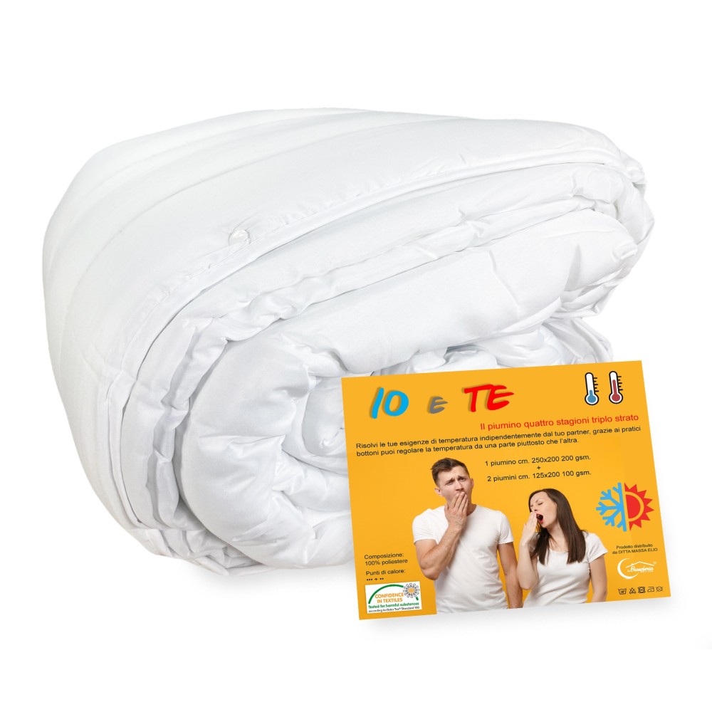 DOUDOUNE en microfibre souple 4 SEASONS ME and YOU © idéal pour LUI et HER triple double couche DEUX CARRÉS cm. 250x200