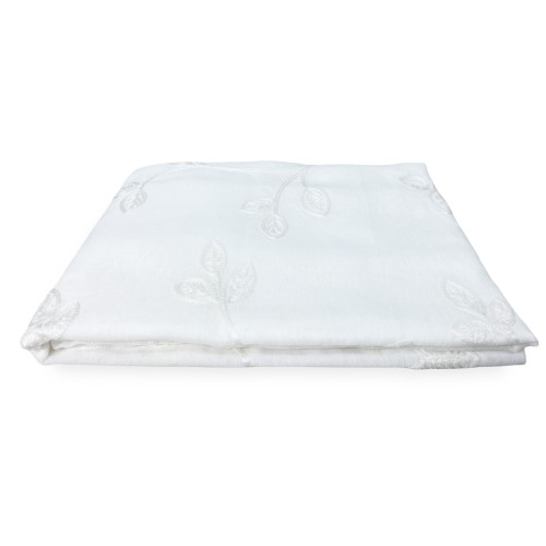 COPPIA tendina VETRO LEAF RICAMATA BIANCO