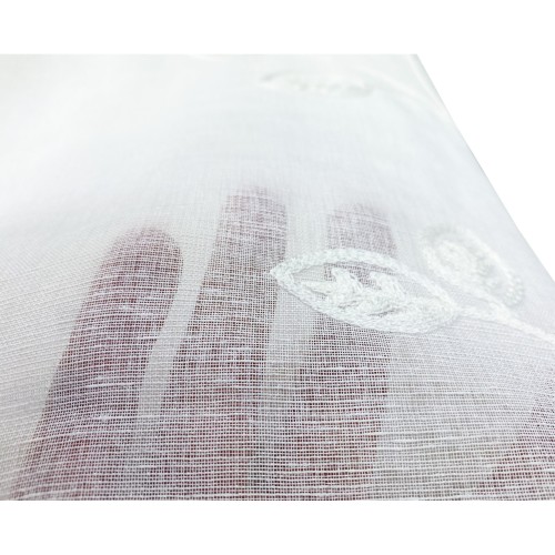 PAIR OF WHITE EMBROIDERED LEAF GLASS CURTAIN