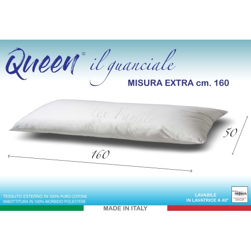 GUANCIALE QUEEN cuscino LETTO MAXI lungo cm. 160 MIS. CM. 50 X 160