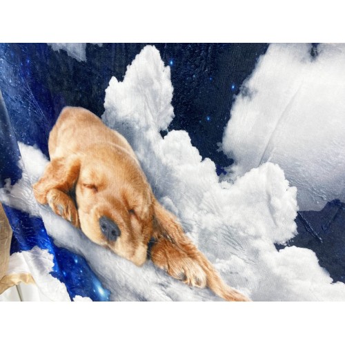 Manta a cuadros FORRO POLAR SHERPA DIGITAL Foto Perros CACHORROS Nubes