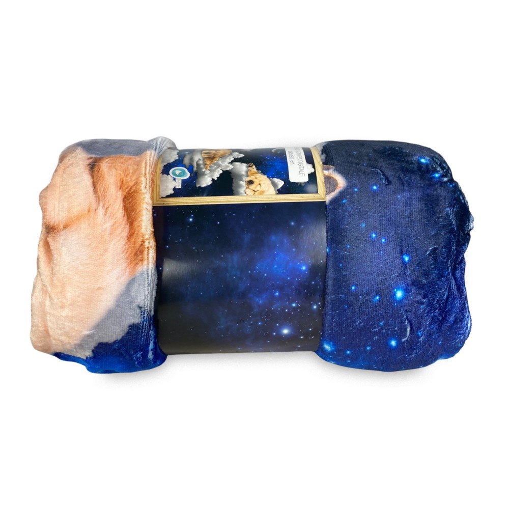 PLAID coperta IN PILE SHERPA DIGITALE fotografico CANI CUCCIOLI Nuvole