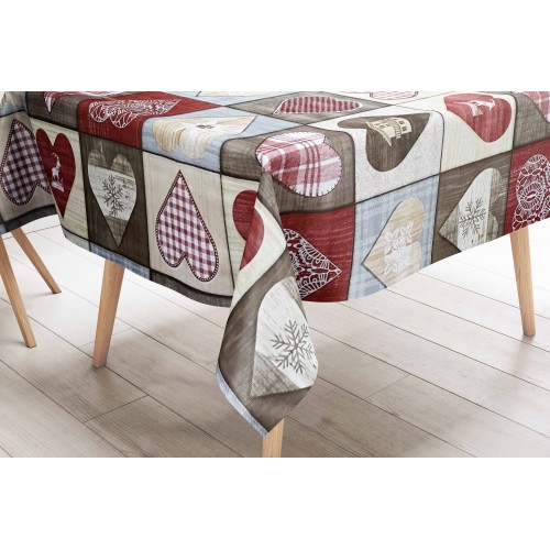 TABLECLOTH LIMA © in WASHABLE water-repellent plastic-coated waxed canvas in TYROLEAN PVC ibex made in Italy