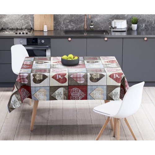 TABLECLOTH LIMA © in WASHABLE water-repellent plastic-coated waxed canvas in TYROLEAN PVC ibex made in Italy