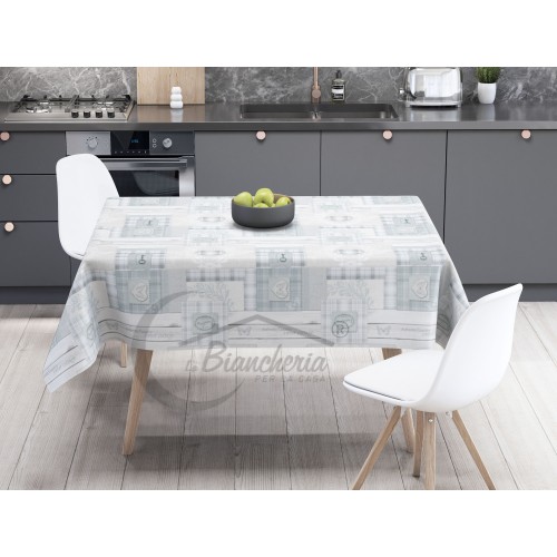 NAPPE LIMA © en OILCLOTH plastifié lavable hydrofuge en PVC TYROLIEN cœur gris minable fabriqué en Italie