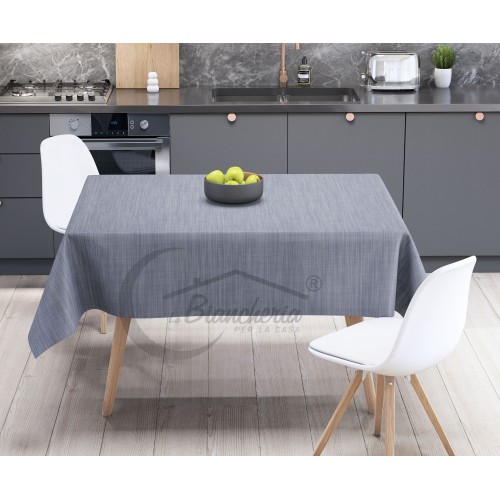 LIMA © TISCHDECKE aus wasserabweisendem, kunststoffbeschichtetem, gewachstem Canvas aus GREY PLAIN PVC, hergestellt in Italien