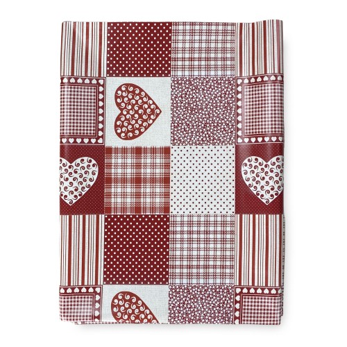 TOVAGLIA LIMA © in TELA CERATA plastificata LAVABILE idrorepellente in PVC CUORE ROSSO made in Italy