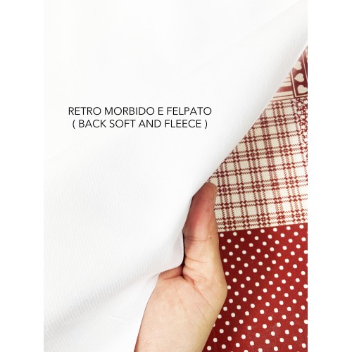 TOVAGLIA LIMA © in TELA CERATA plastificata LAVABILE idrorepellente in PVC CUORE ROSSO made in Italy