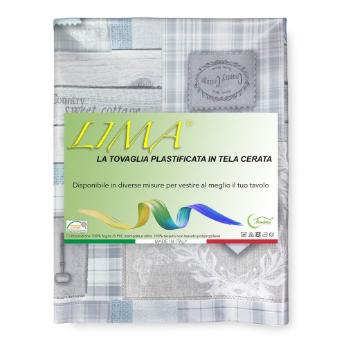 MANTEL LIMA © de lona encerada plastificada hidrófuga en PVC tirolés shabby grey heart made in Italy