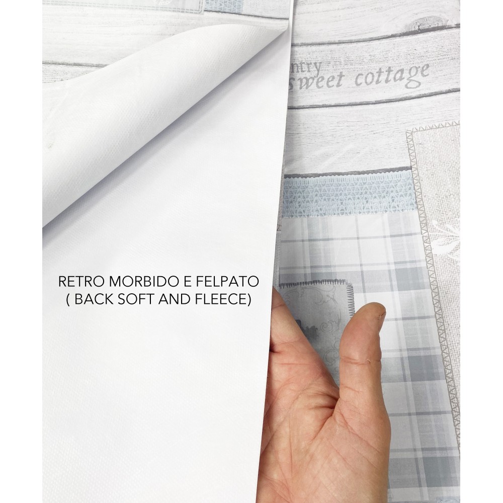 LIMA © TABLECLOTH in water-repellent plastic-coated waxed canvas in TYROLEAN PVC shabby grey heart made in Italy