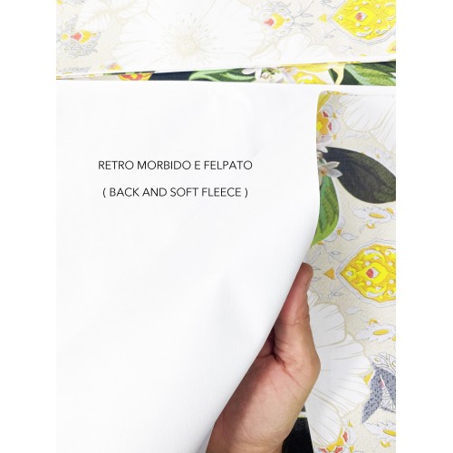 TABLECLOTH LIMA © in water-repellent plastic-coated waxed canvas in PVC LEMONS made in Italy