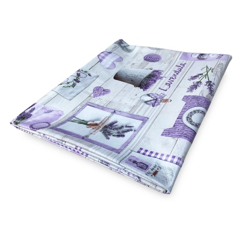 LIMA © TISCHDECKE aus wasserabweisendem, kunststoffbeschichtetem, gewachstem Canvas aus LAVENDER PVC made in Italy