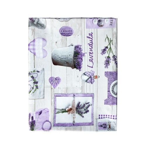 LIMA © TABLECLOTH in water-repellent plastic-coated waxed canvas in LAVENDER PVC made in Italy