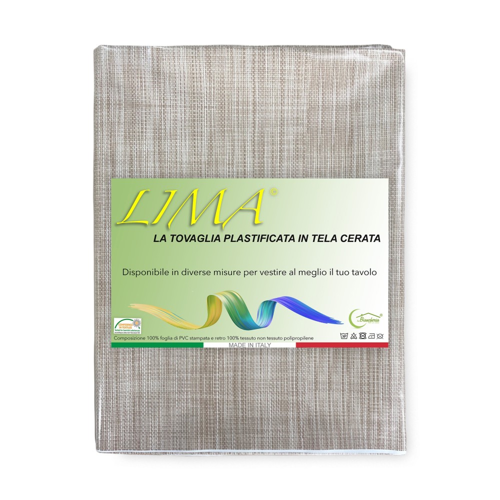 TOVAGLIA LIMA © in TELA CERATA plastificata LAVABILE idrorepellente in PVC UNITO BEIGE made in Italy