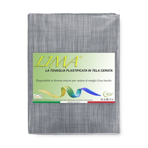 TOVAGLIA LIMA © in TELA CERATA plastificata LAVABILE idrorepellente in PVC UNITO GRIGIO made in Italy