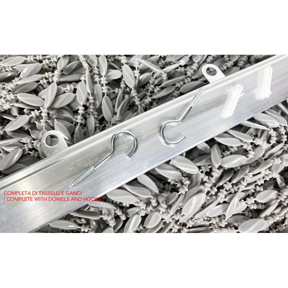 PABLO © CURTAIN with GREY anti-insect beads in anti-noise PVC with METAL rod