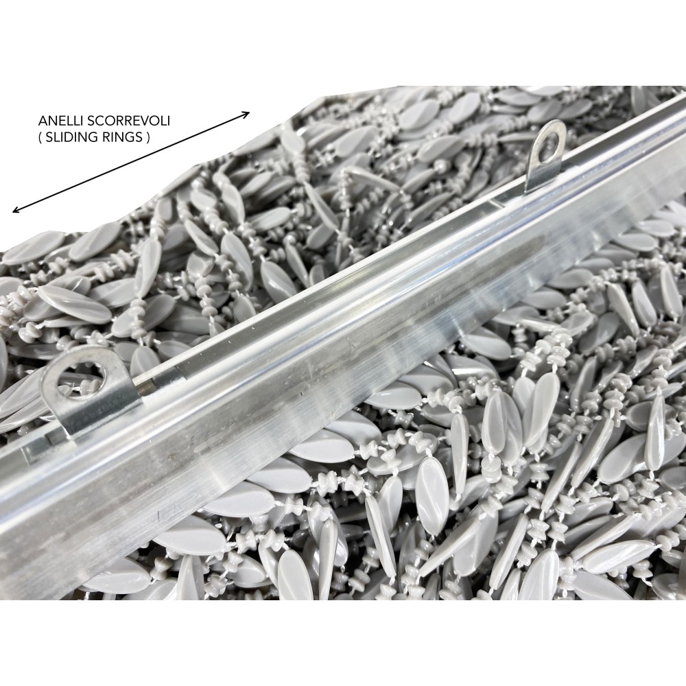 PABLO © CURTAIN with GREY anti-insect beads in anti-noise PVC with METAL rod