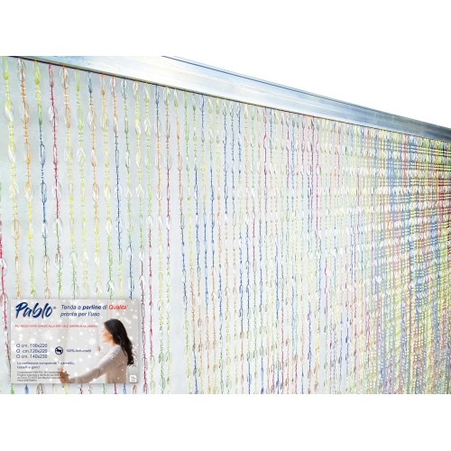 PABLO © CURTAIN with MULTICOLOR anti-insect beads in anti-noise PVC with METAL rod