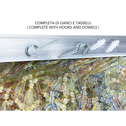 TENDA PABLO © a PERLINE anti insetti MULTICOLORE in PVC antirumore con asta in METALLO